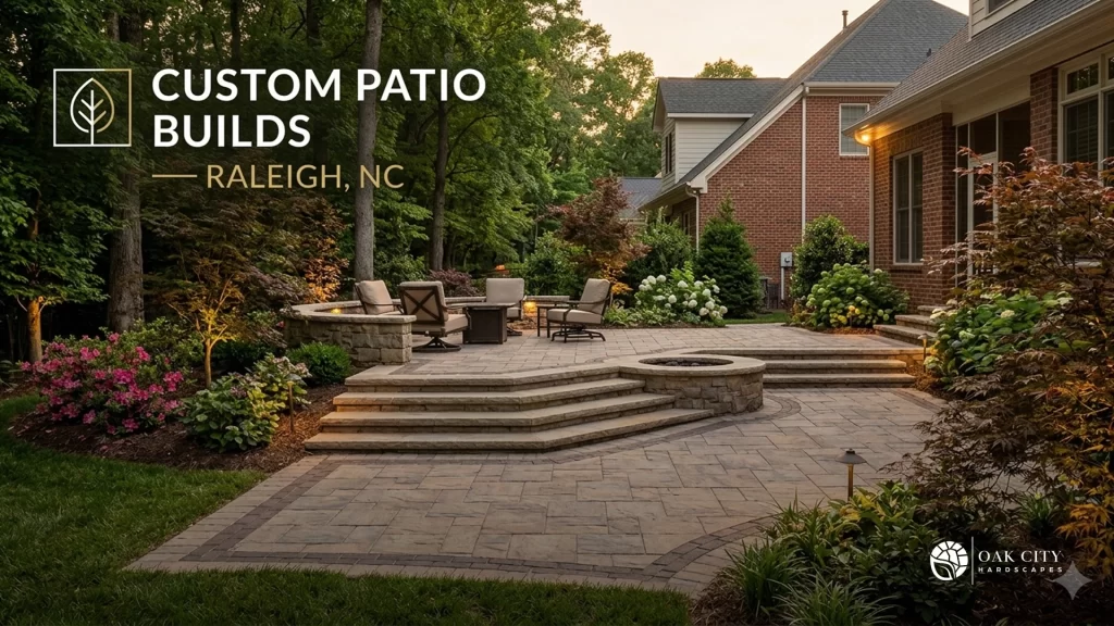 Patio cost comparison chart for Raleigh NC homeowners showing basic concrete vs pavers vs custom hardscape